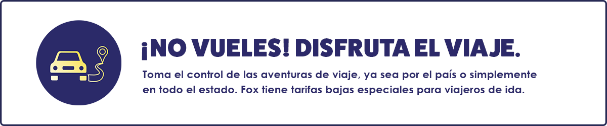 Alquileres con devolución en otra sucursal en Fox